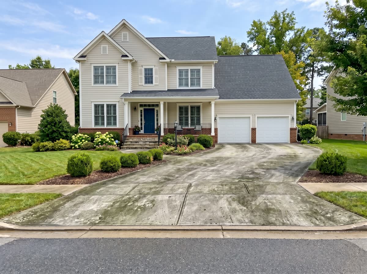 Driveway before pressure washing